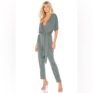 Halston Heritage Kimono V-Neck Jumpsuit in Dufle- size M